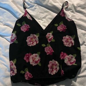 Forever 21 Black and Pink Floral Camisole
